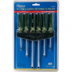 JOGO 6 CHAVE 4 FENDA 2 PHILIPS WESTERN